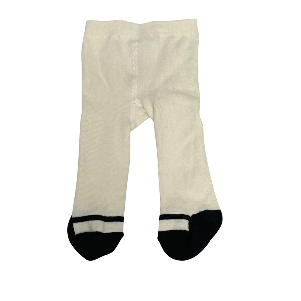 Carters Baby 3M Ivory White Footed Tights Black Striped Feet Cotton Layering